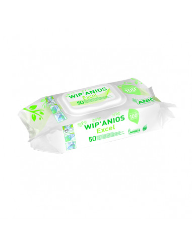 Wipes Wip'Anios Excel Detergent Disinfectant - 180 x 200mm Pouch of 50 wipes