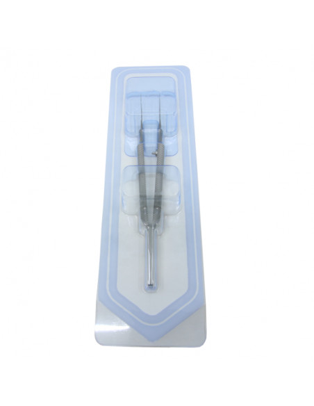 Pince capsulorhéxis droite 1,8 mm à usage unique en inox - Stérile R manche rond Bte de 10