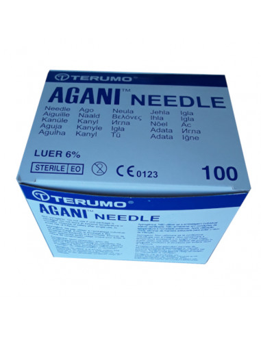 Terumo AGANI needles 23Gx1" regular bevel 11° Box of 100