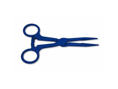 Pince de KOCHER 14cm plastique bleu - stérile - étui individuel carton de 100